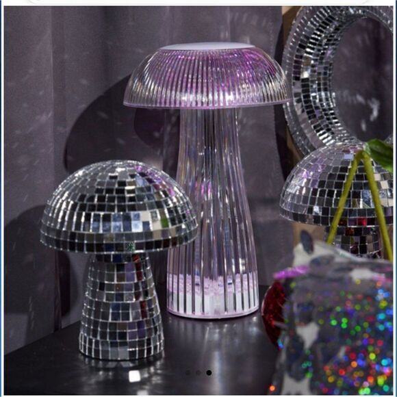 New! Disco Mosaic Mirror Glass Mushroom Decor on Trend - Picture 2 of 2
